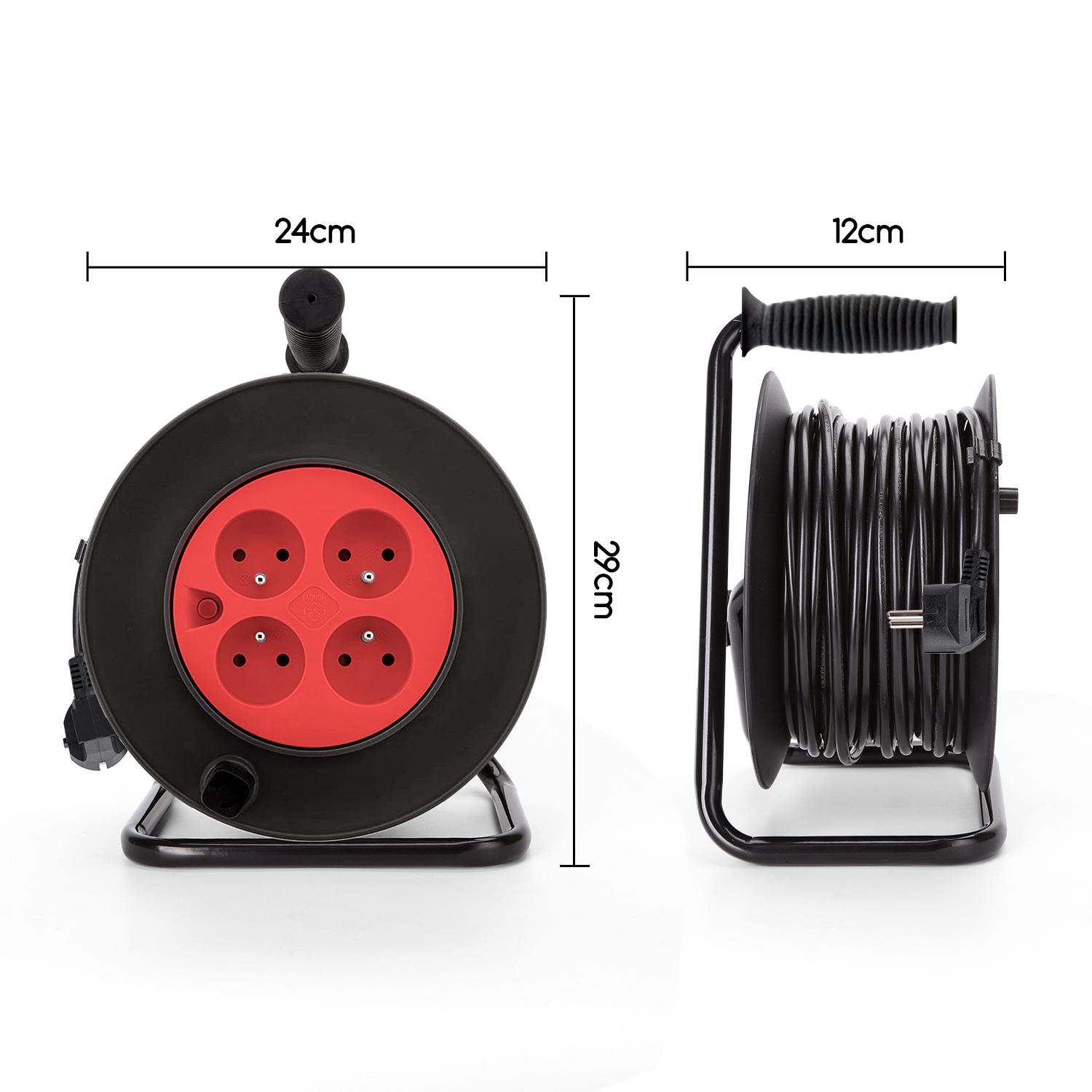 Cable Reels H05VV-F 3G1.0m㎡ 25m Black 4-way