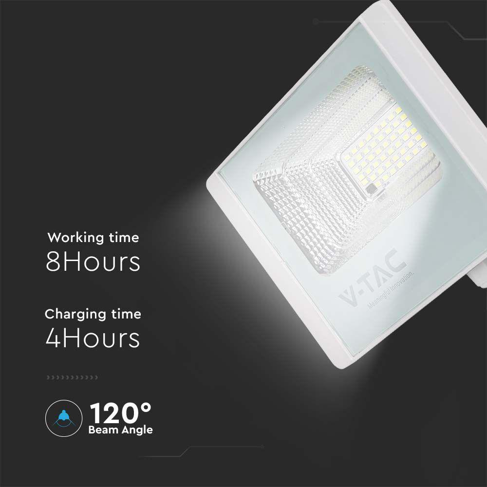 40W Naświetlacz LED z panelem solarnym, Barwa: 4000K, Obudowa: Biała , VTAC, SKU 10413