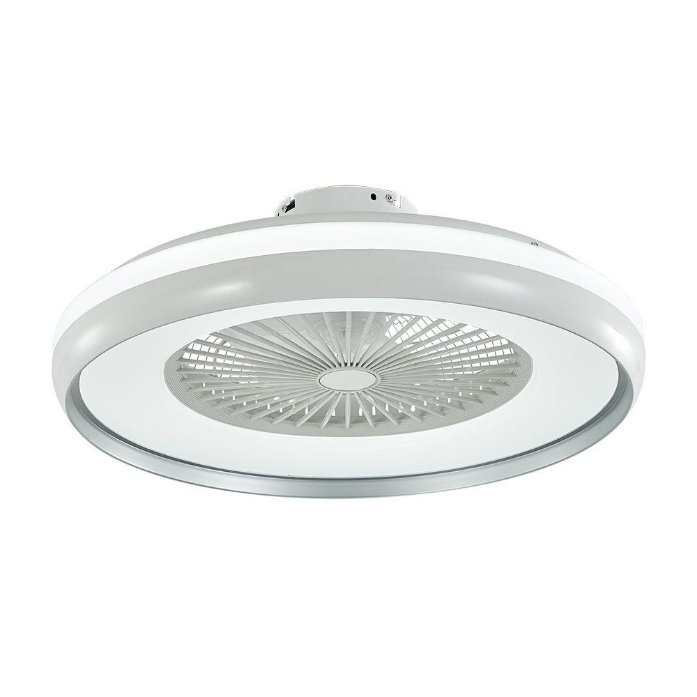 50W Lampa sufitowa LED z wentylatorem, Sterowanie RF, Barwa:3 w 1, Ring dekoracyjny: Szary, VTAC, SKU 7935