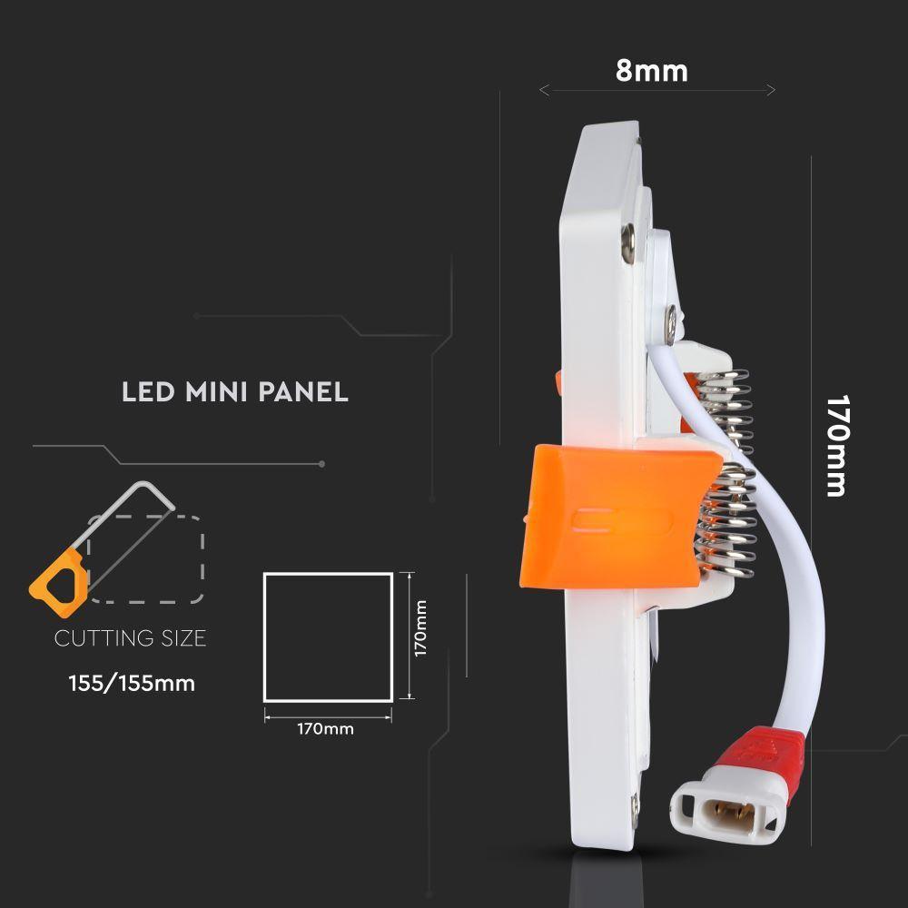 VT-2222 22W LED SLIM PANEL 3000K SQUARE