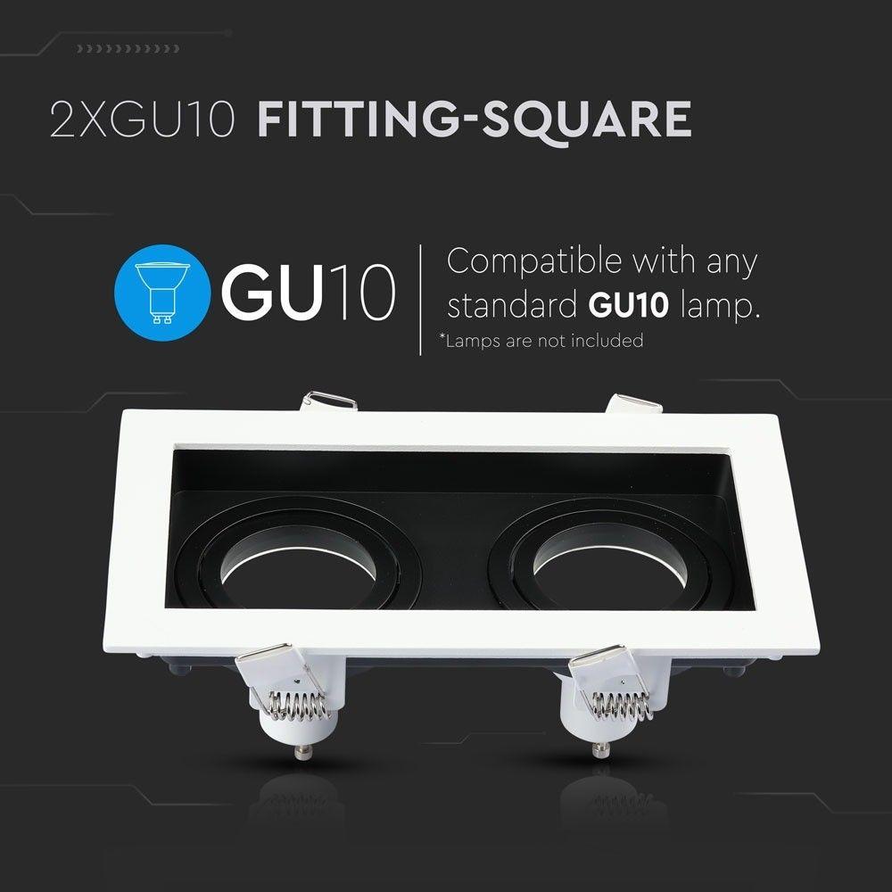 VT-886 2xGU10 FITTING SQUARE-WHITE+BLACK