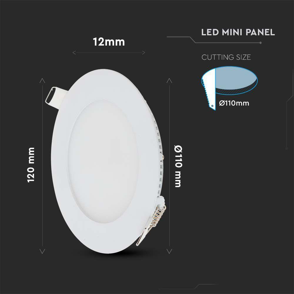 6W Panel LED, Barwa:4000K, Okrągła, VTAC, SKU 214855