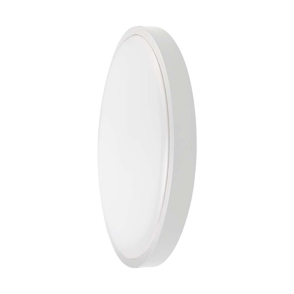 24W Plafon LED, Średnica: 295mm, Barwa:3000K, Klosz: Okrągły mleczny biała ramka, IP44, VTAC, SKU 7618