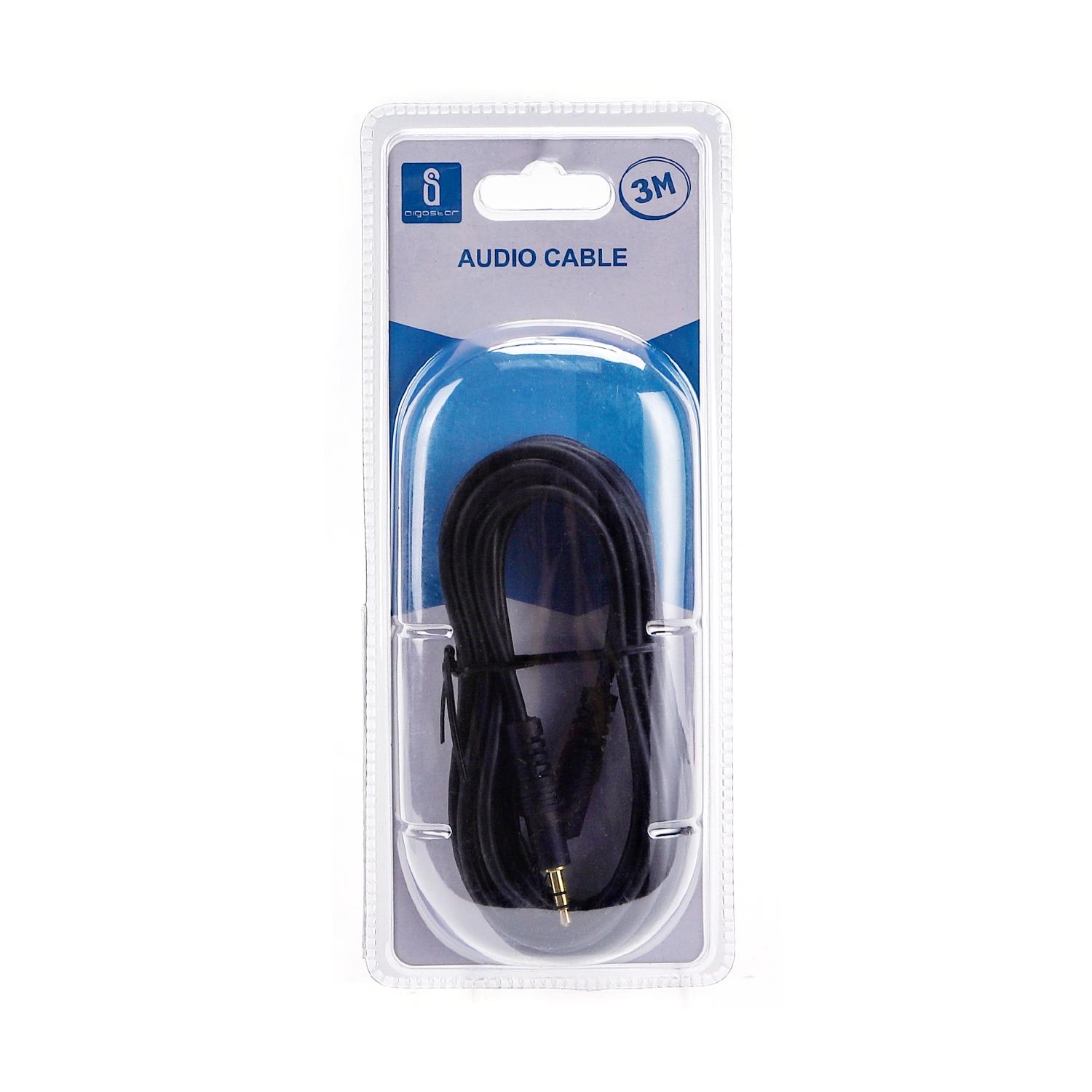 Kabel audio mini jack 3,5  mm męski/męski 3 m czarny