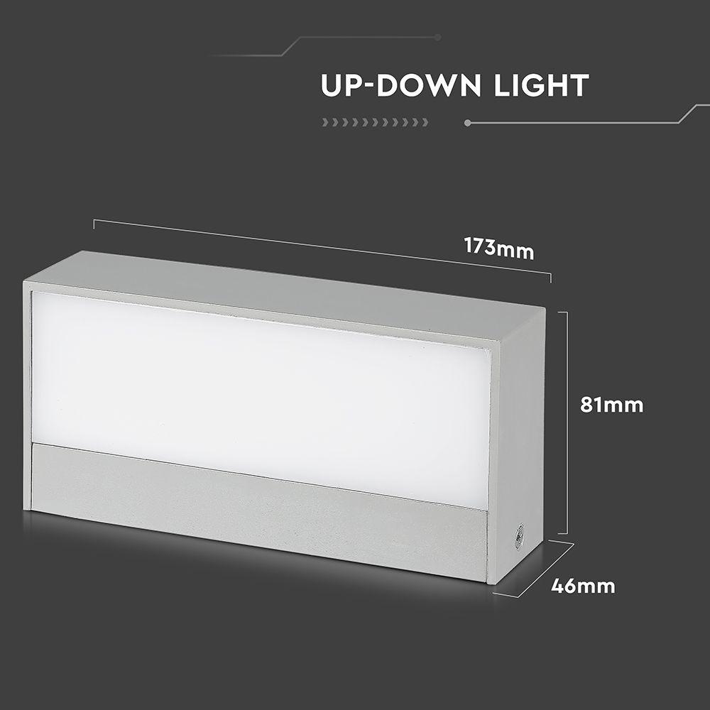 9W Lampa ścienna LED, Kierunek: Góra-Dół, Barwa:3000K, Obudowa: Szary, VTAC, SKU 218239