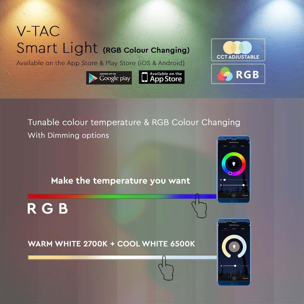 2.2W Lampka LED AMBIANCE WIFI Kompatybilna z Amazon Alexa i Google Home, Barwa: RGB+WW+CW, Czarna, VTAC, SKU 405851