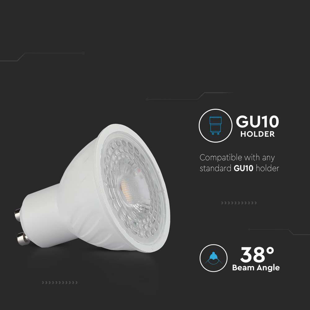 6W GU10 Żarówka LED, Chip SAMSUNG, Barwa:4000K, Kąt 38'D, Trzonek:GU10, VTAC, SKU 21190