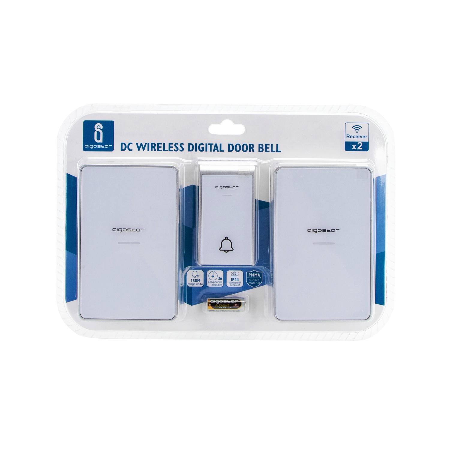 DC Wireless Digital Door Bell (one to two) White & Silvery