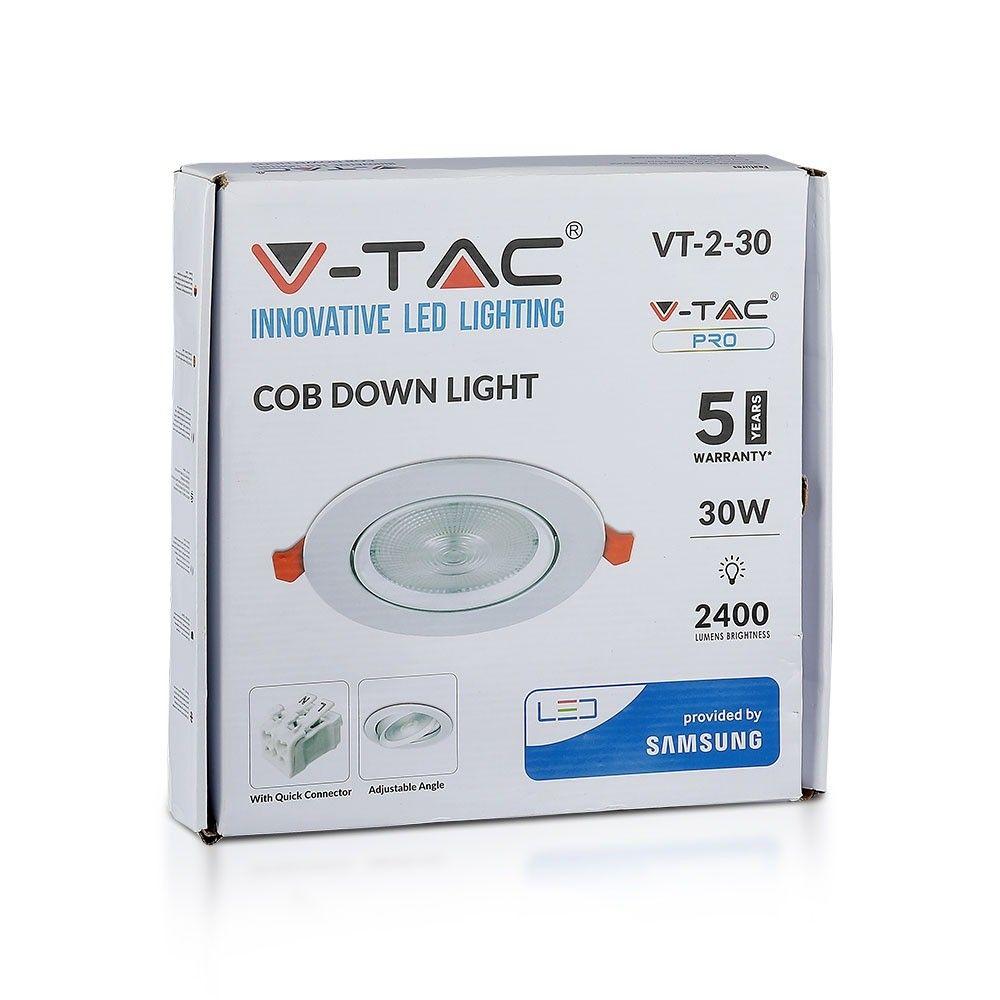 VT-2-30 30W LED DOWNLIGHT SAMSUNG CHIP 6400K 5YRS WTY