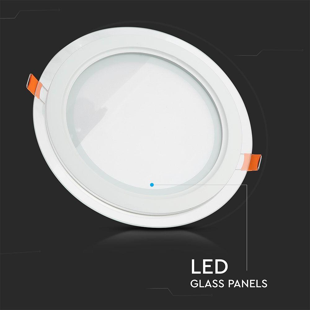 VT-1202G 12W GLASS LED PANELS 4000K ROUND