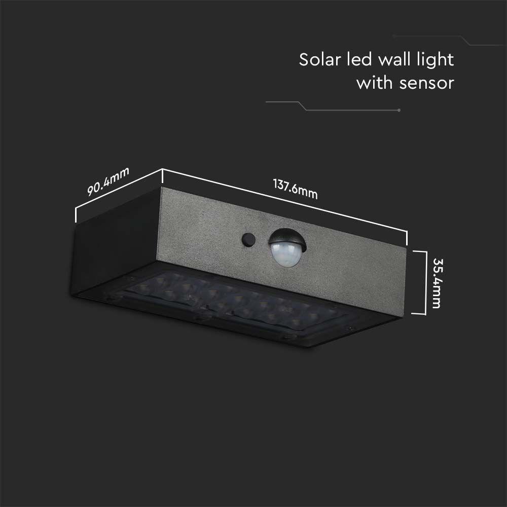 VT-403 3W LED SOLAR WALL LIGHT-BRICK 350LM LITHIUM BATTERY 3.7v 1200mAh 4000K+3000K BLACK