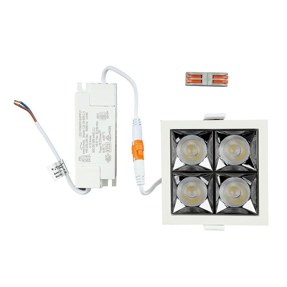 16W Oprawa wpuszczana reflektor LED, Chip SAMSUNG, Barwa:4000K, Kąt 12', VTAC, SKU 977