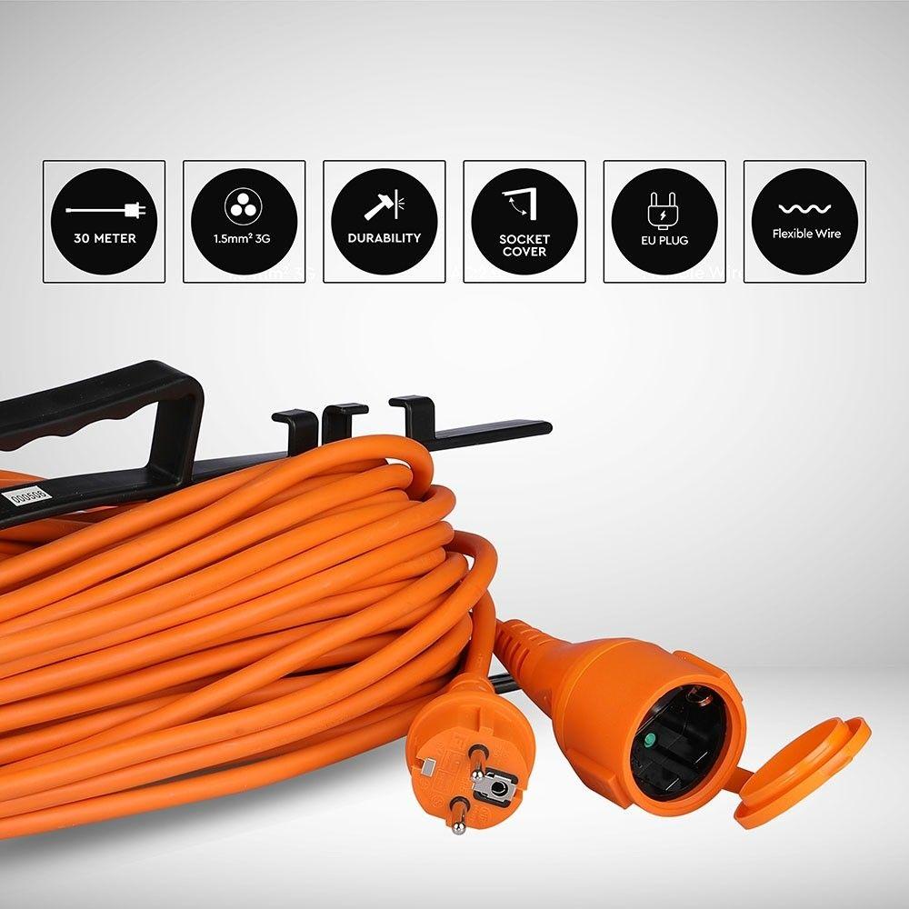 Garden extension cable 1 GN. 16A, 3x1.5 X 30M, Orange, VTAC, SKU 8815