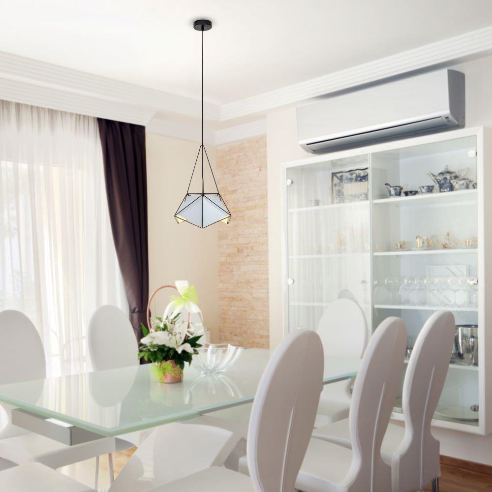 VT-7401 PRISM PENDANT LIGHT(E27),WHITE LAMPSHADE WITH BLACK WIRE-D:400*540MM