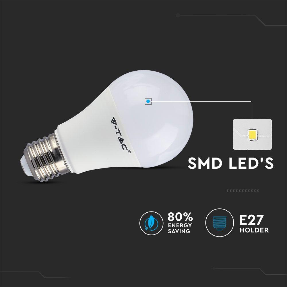 6W A60 Żarówka LED sterowana pilotem, Barwa:RGB+4000K, Trzonek:E27, VTAC, SKU 7150