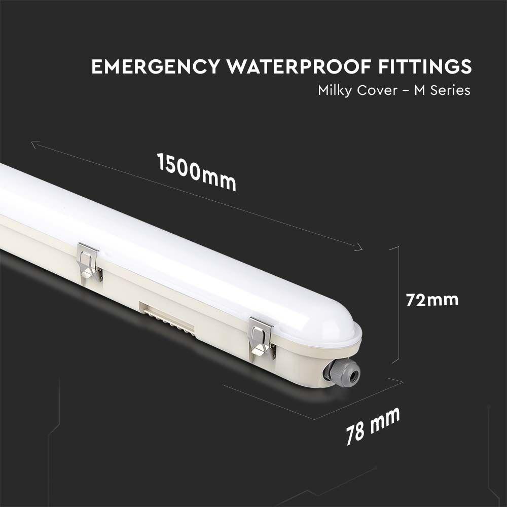 VT-150148E 48W LED WP LAMP FITTING 150CM SAMSUNG CHIP & EM KIT MILKY COVER+SS CLIPS 6400K