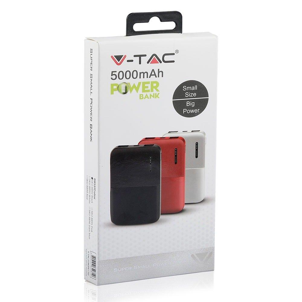 Power Bank, 3.7V/5000mAh, Czerwony, VTAC, SKU 8894