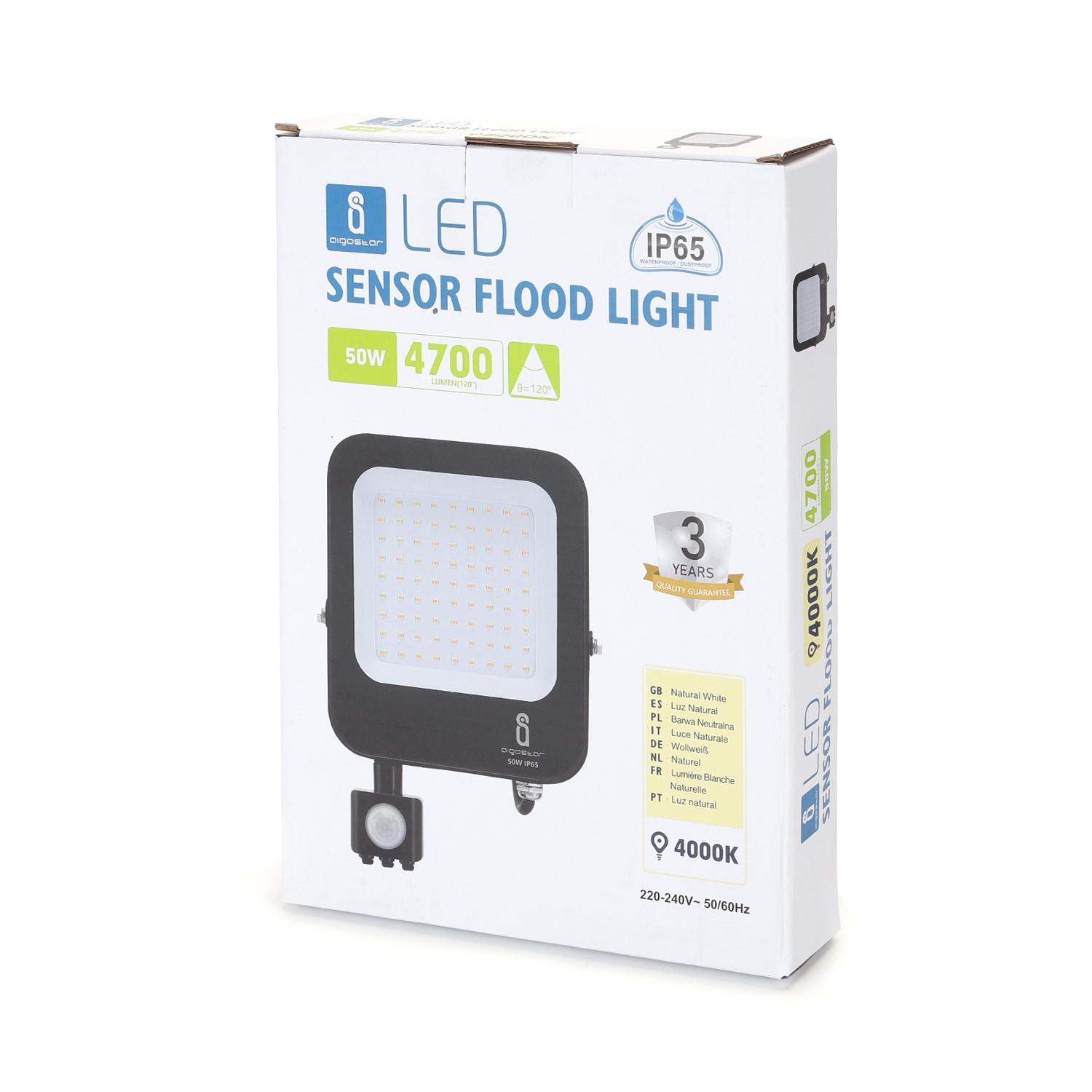 LED Floodlight with Sensor Black 50W