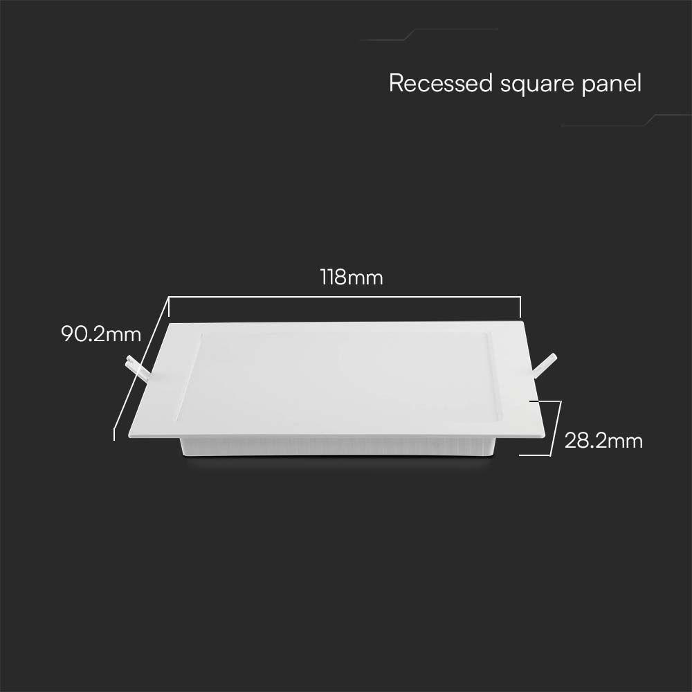 3W Panel LED, Barwa: 6500K, Kształt: Kwadratowy       , VTAC, SKU 10479