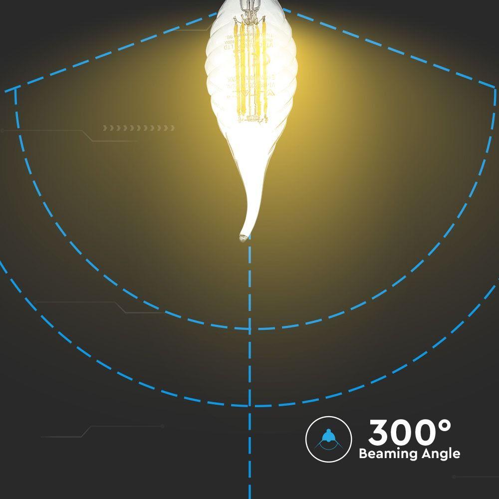 4W TWIST CF37 Żarówka LED Filament, Barwa:2700K, Trzonek:E14, VTAC, SKU 4308