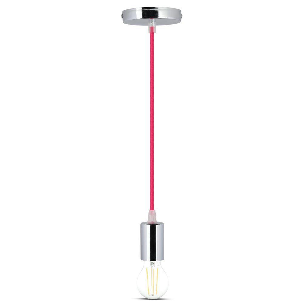 Lampa wisząca, oprawka chrom + przewód Różowy, VTAC, SKU 3792