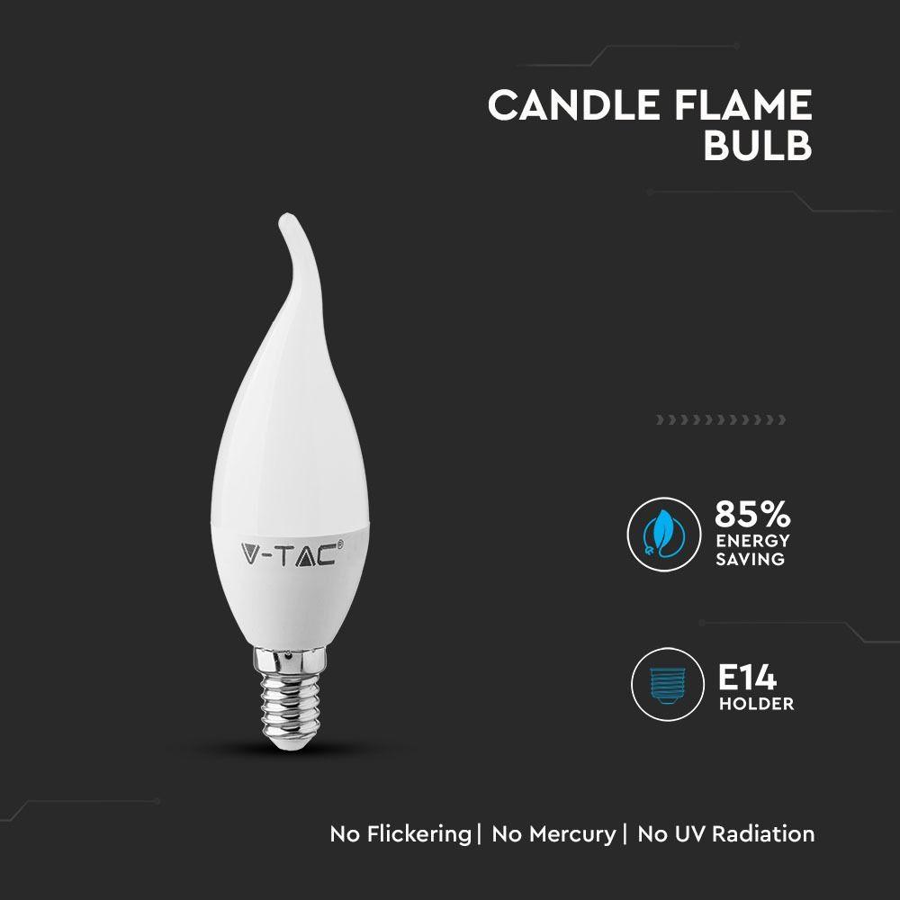 VT-258 5.5W PLASTIC CANDLE FLAME BULB SAMSUNG CHIP 6400K E14