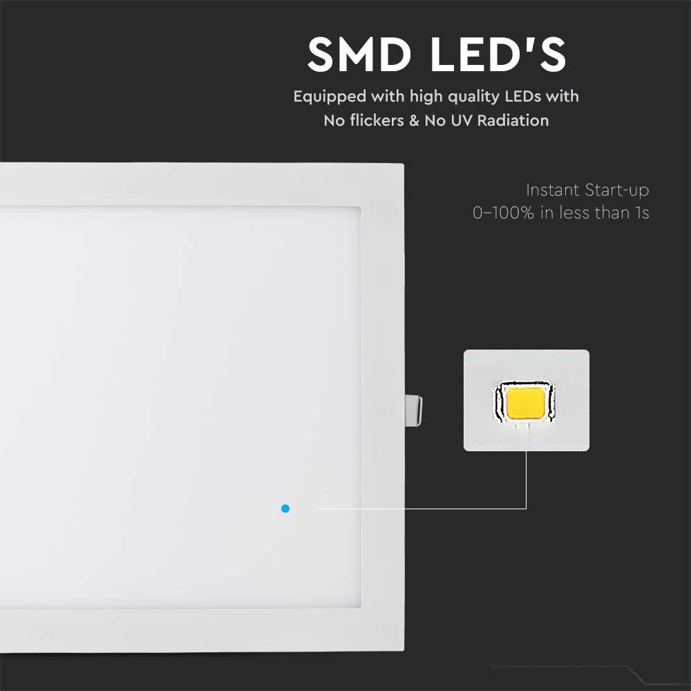 24W Panel LED, Barwa:3000K, Kwadratowa, VTAC, SKU 214887