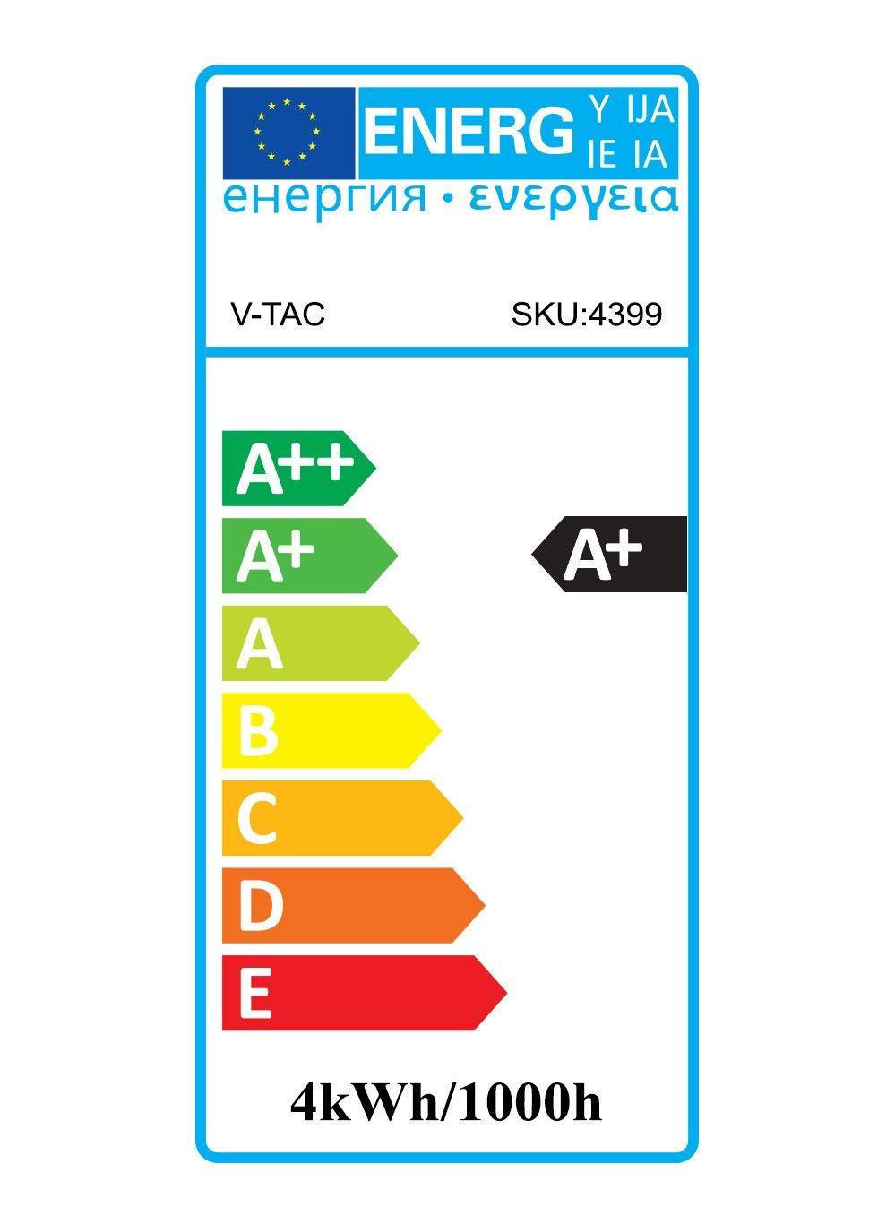 4W G125 Żarówka LED Filament, Barwa:2700K, Ściemniana, Trzonek:E27, VTAC, SKU 4399