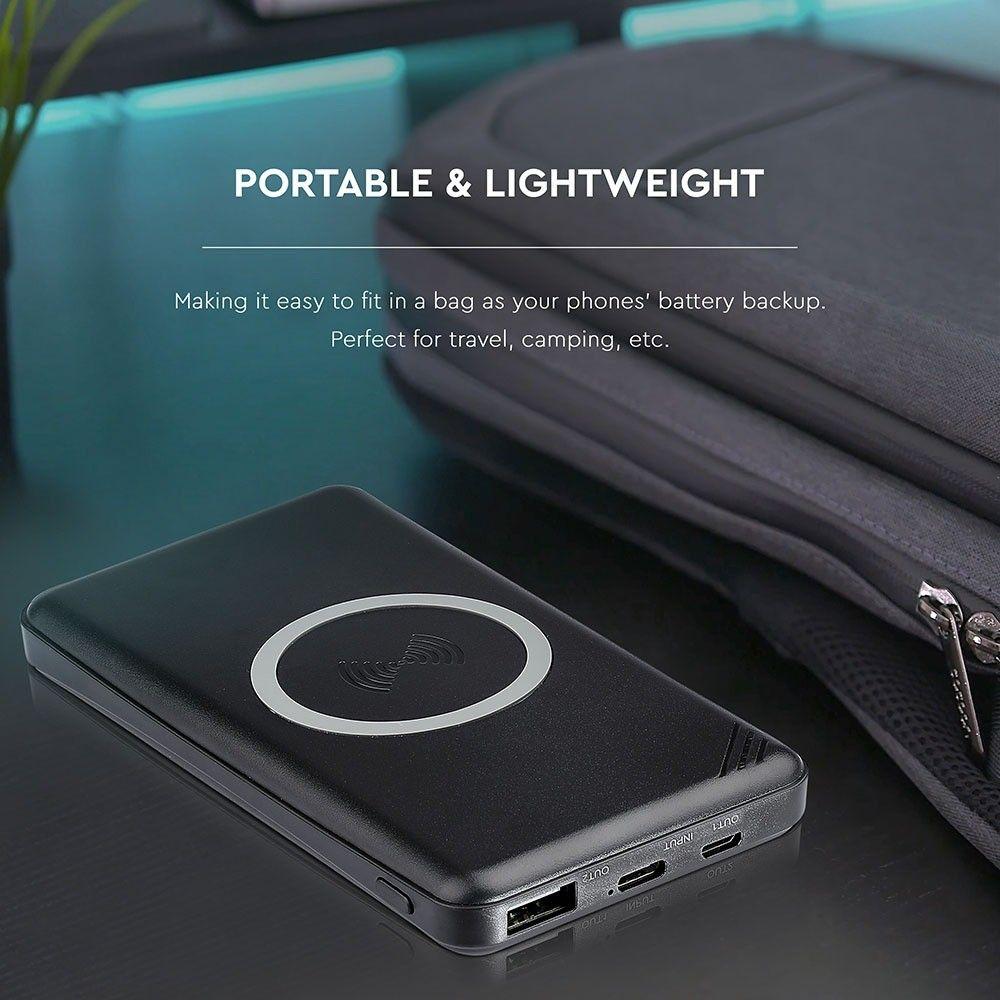 VT-3524 10000mah WIRELESS POWER BANK WITH 1 USB+TYPEC-BLACK