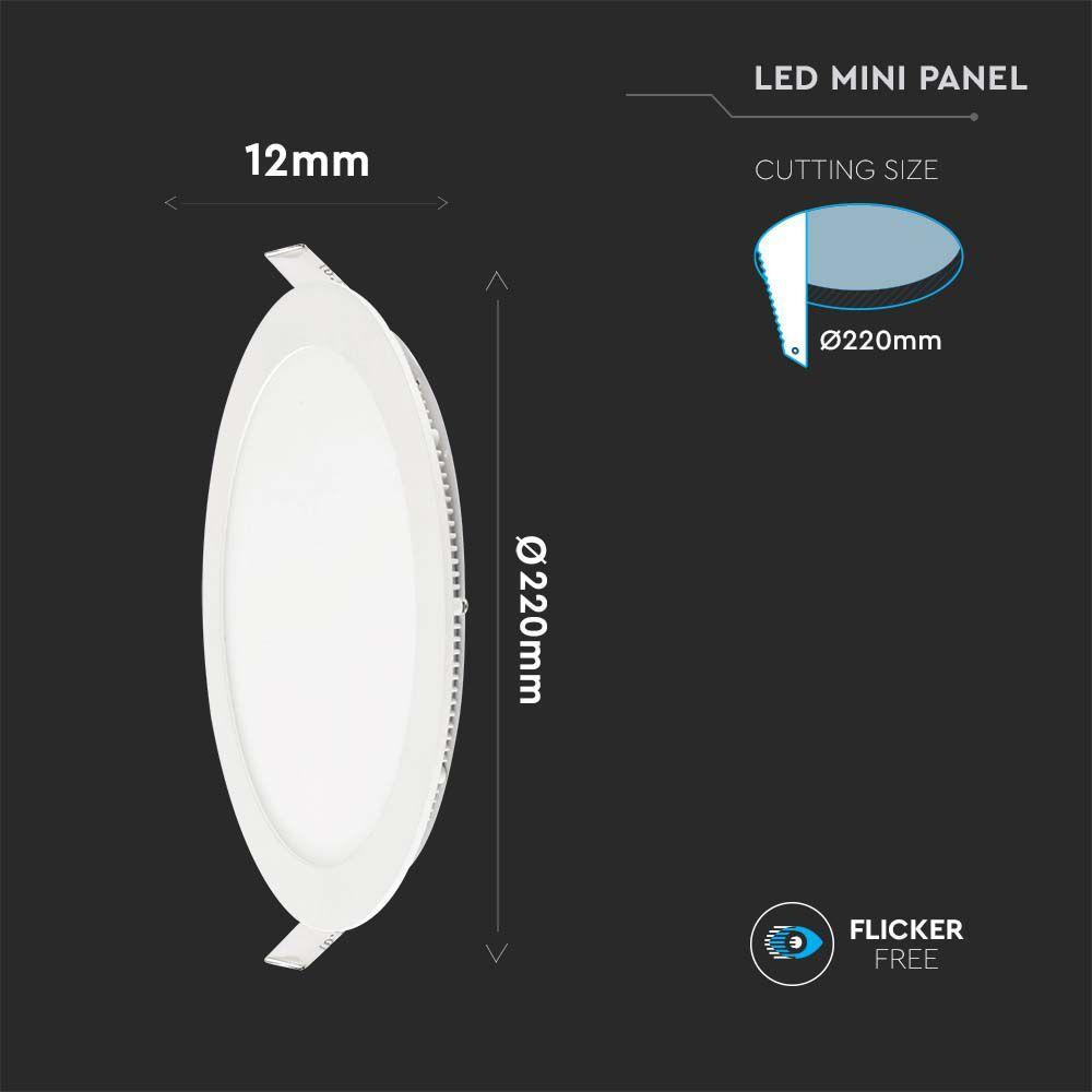 22W Panel LED , Barwa:3000K, Okrągła, VTAC, SKU 216422