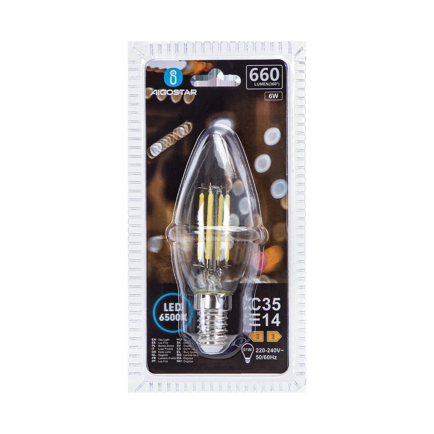 Żarówka LED Filament (Przezroczysta) C35 E14 6W