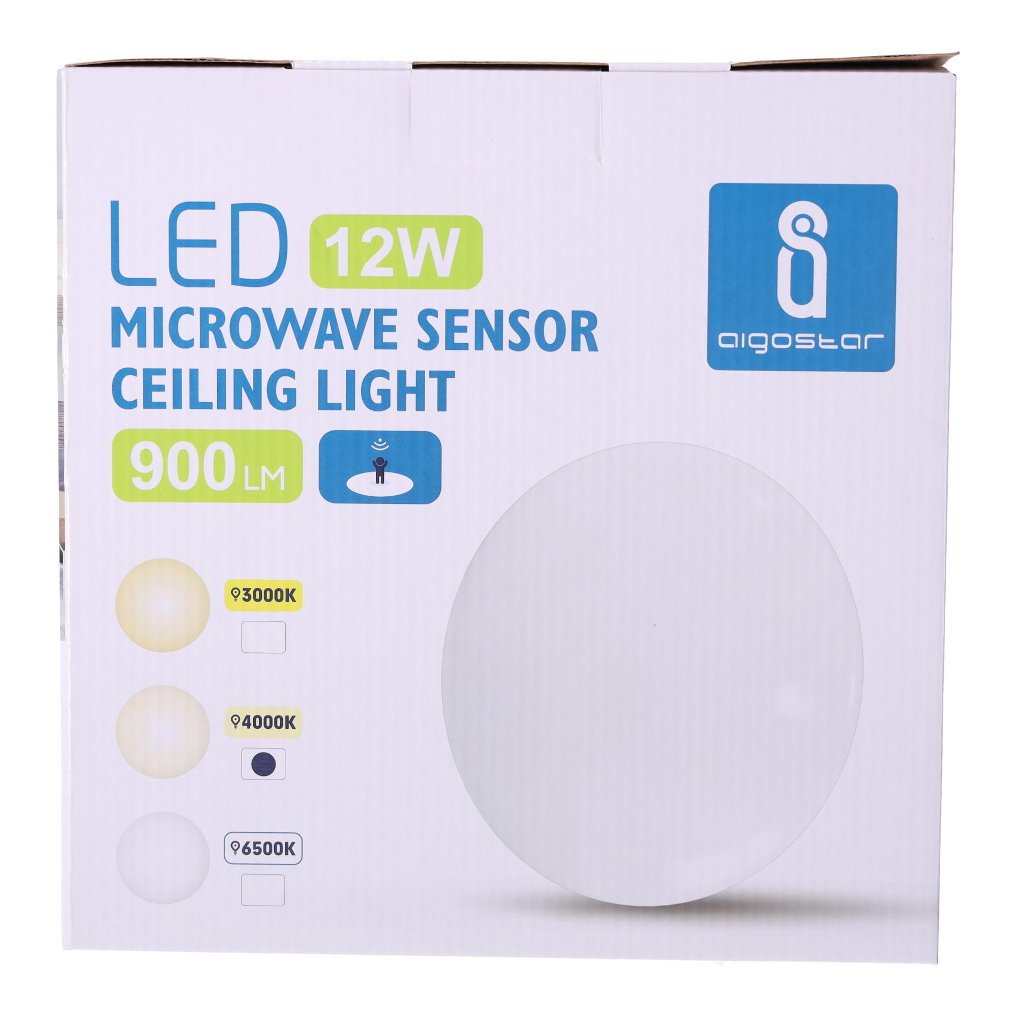 LED Lampa sufitowa z czujnikiem 12W 4000K(12W,4000K,900lm)