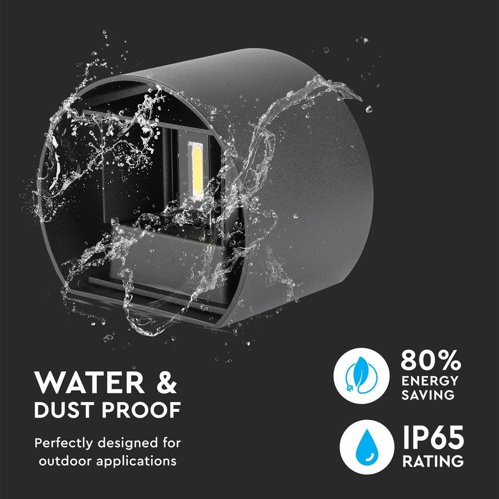 6W Kinkiet walec LED, CHIP BRIDGELUX, Barwa:3000K, Czarny, VTAC, SKU 7081