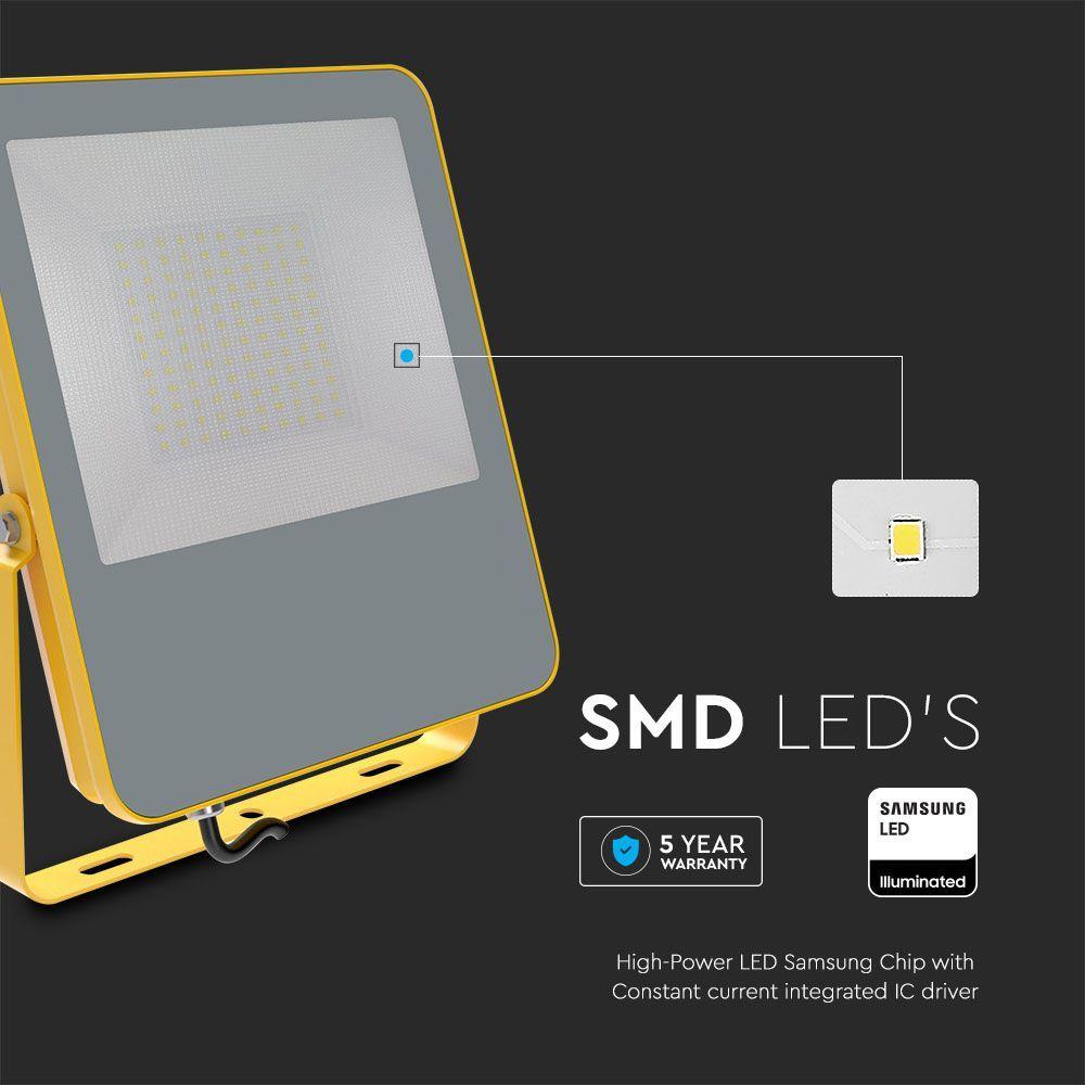 VT-108 100W LED WORK FLOODLIGHT SAMSUNG CHIP 6400K YELLOW BODY GREY GLASS