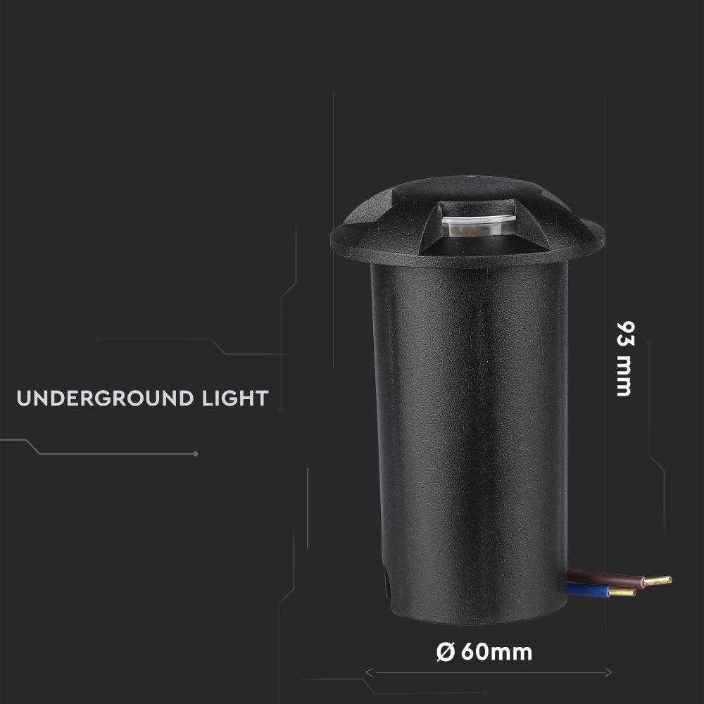 VT-1171 1W LED UNDERGROUND LIGHT(12V) 6500K-BLACK, IP67