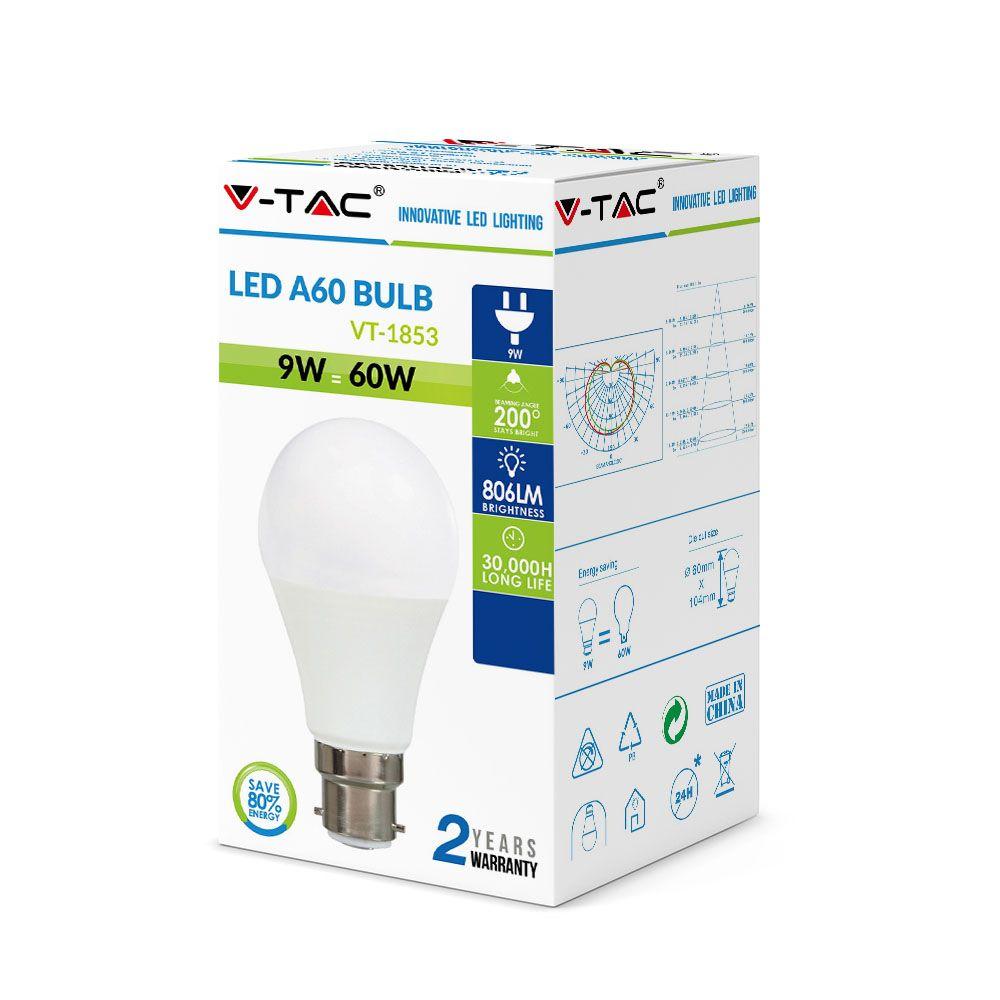 VT-2189 9W A60 THERMAL PLASTIC LED BULB 4000K B22