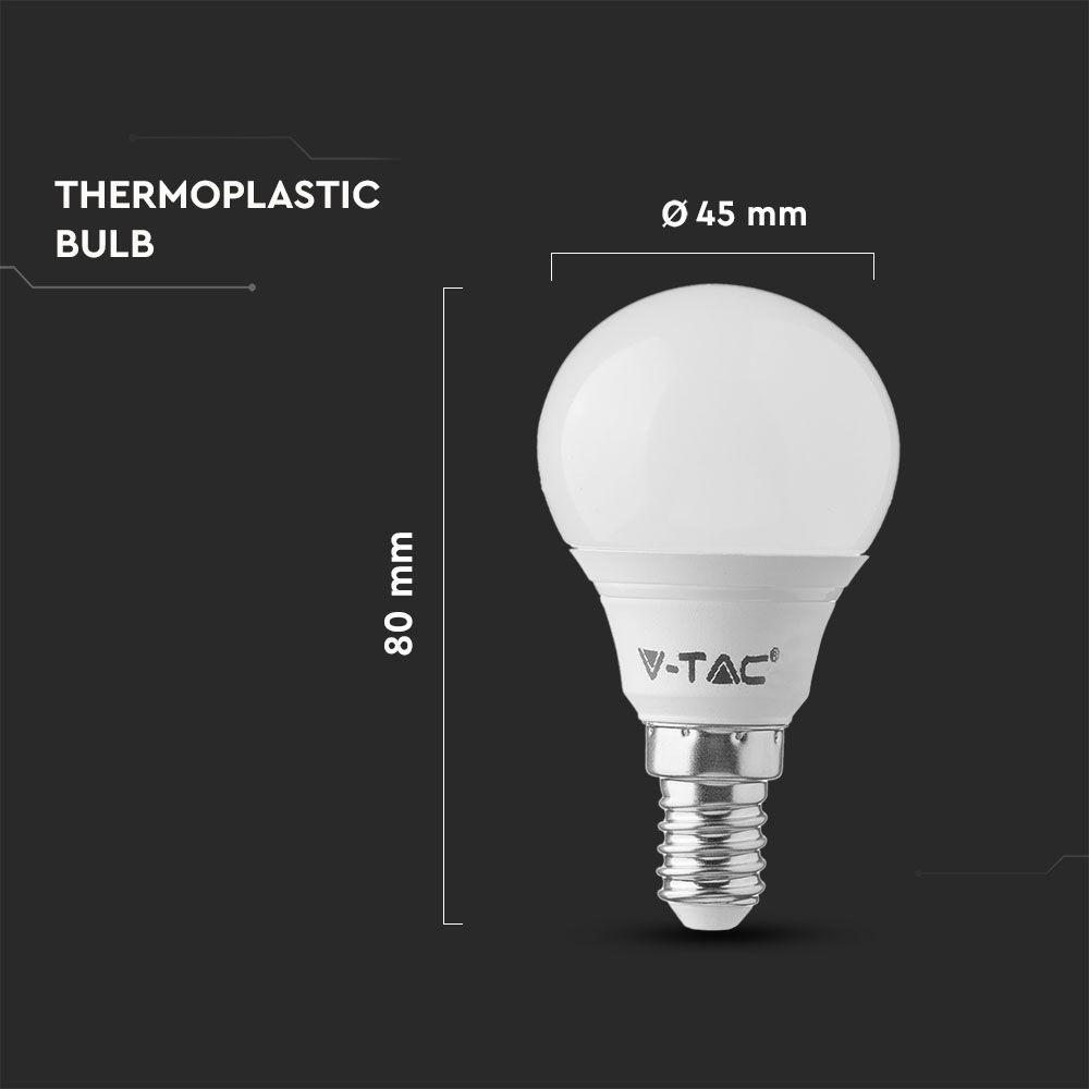 4.5W P45 Żarówka LED, Barwa:6400K/ Opakowanie: 3szt., Trzonek: E14, VTAC, SKU 217359