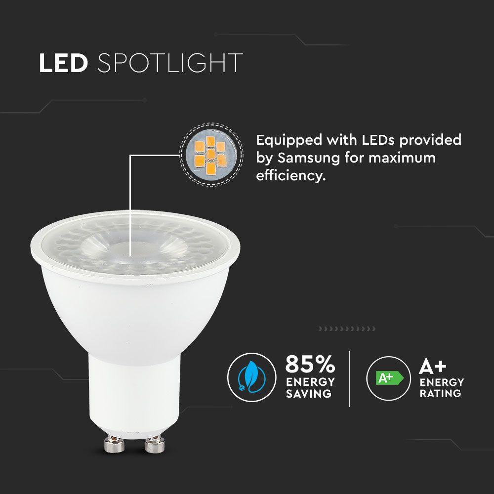 5W Spotlight LED, Chip Samsung, Barwa: 3000K GU10, Opakowanie: 12 szt , VTAC, SKU 10812