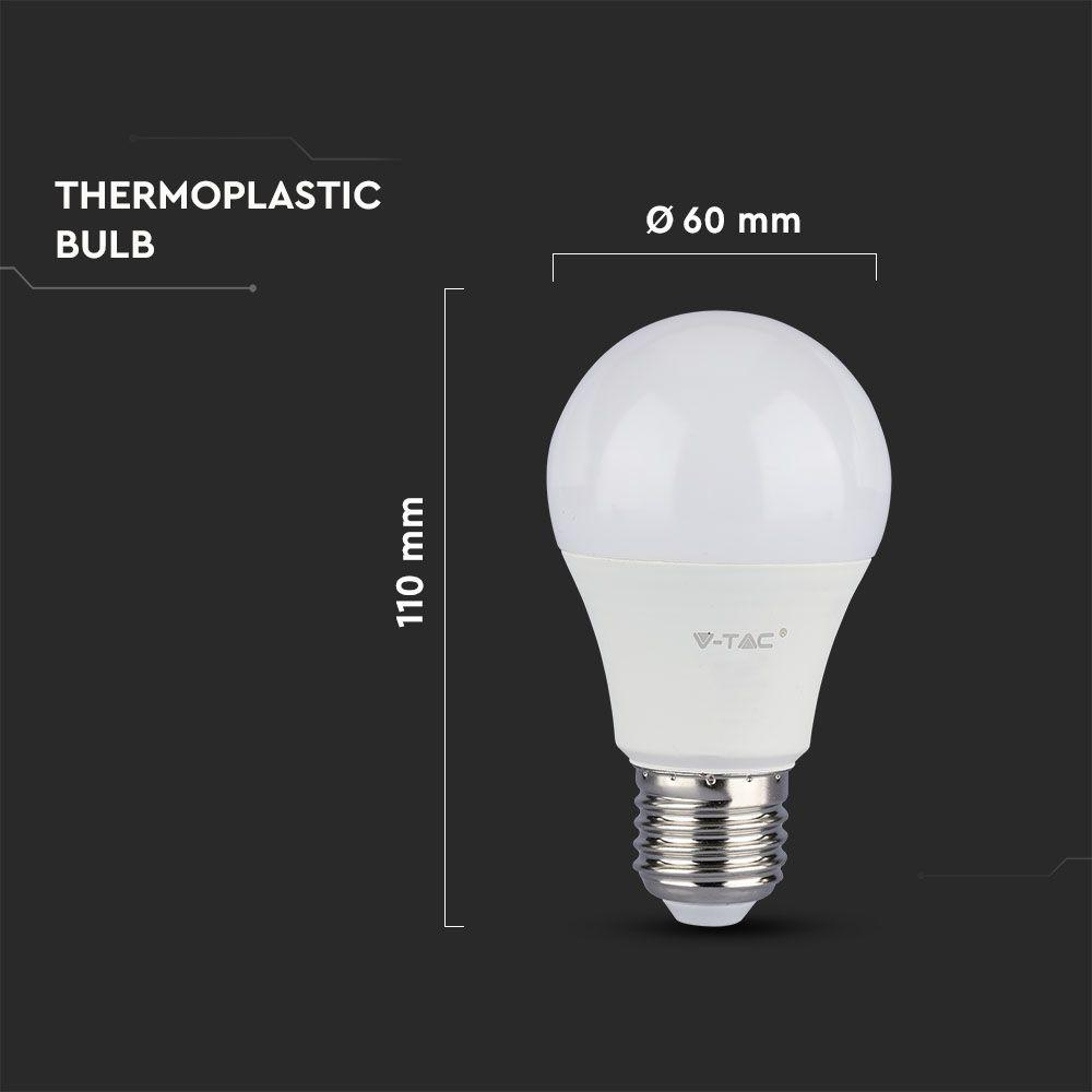 VT-2113 10.5W A60 LED PLASTIC BULB 6500K E27 3PC/PACK