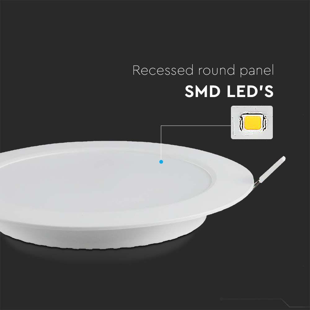 3W Panel LED Podtynkowy, Barwa:6500K, Okrągła, Biały, VTAC, SKU 7857