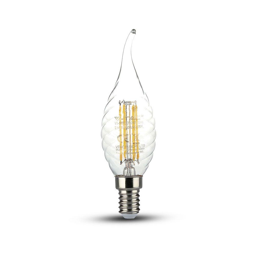 4W TWIST CF37 Żarówka LED Filament, Barwa:2700K, Trzonek:E14, VTAC, SKU 4308