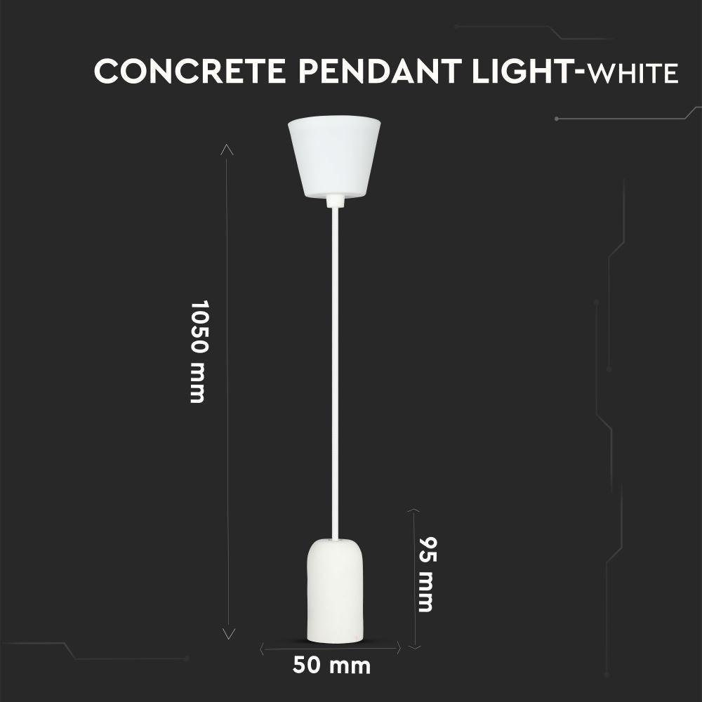 Lampa Wisząca, Trzonek:E27, Gips, Biały, VTAC, SKU 3746