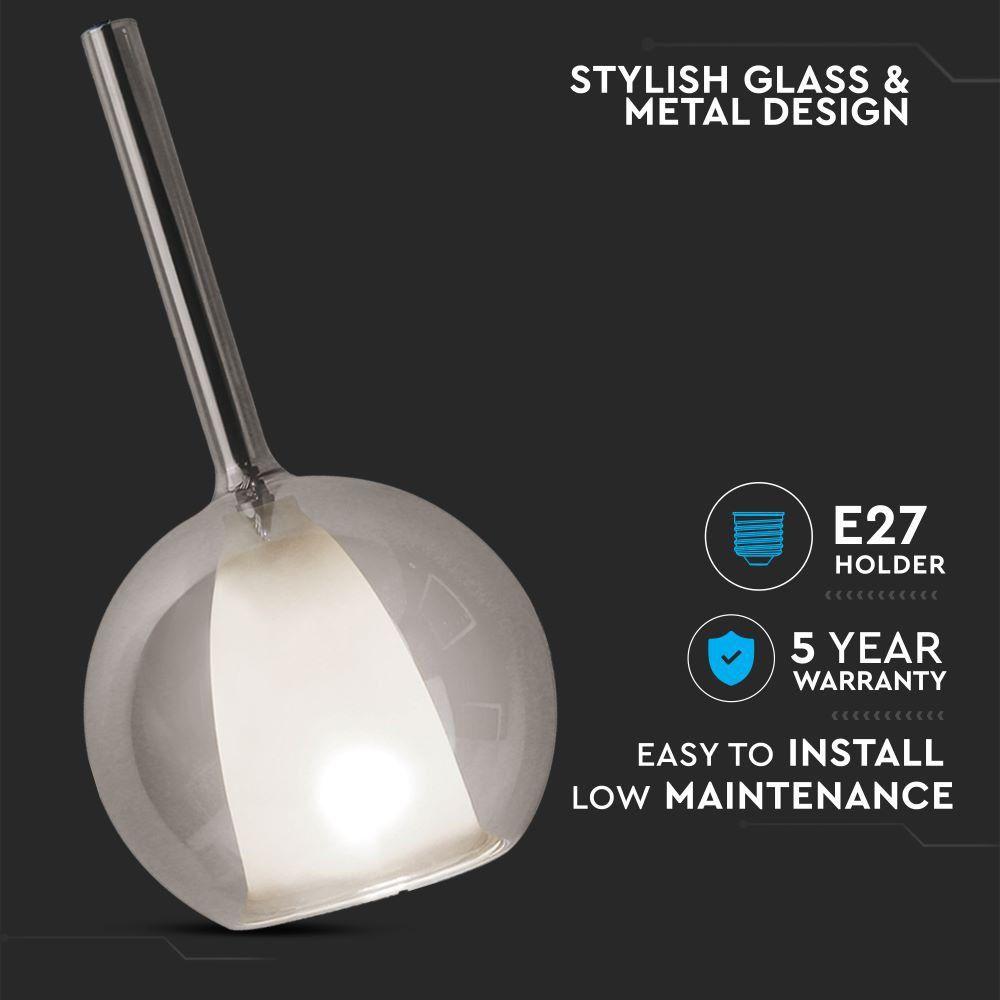 VT-7181 DOUBLE GLASS-GUNGREY+WHITE PENDANT LIGHT(E27) D:180