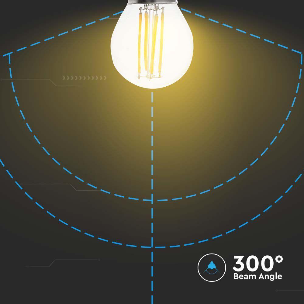 4W G45 Żarówka LED Filament, Barwa:3000K, Ściemniana - 3 stopnie, Trzonek:E27, VTAC, SKU 6847