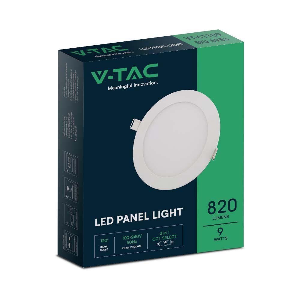 9W Panel LED , Barwa:3w1/ Okrągły, VTAC, SKU 6983