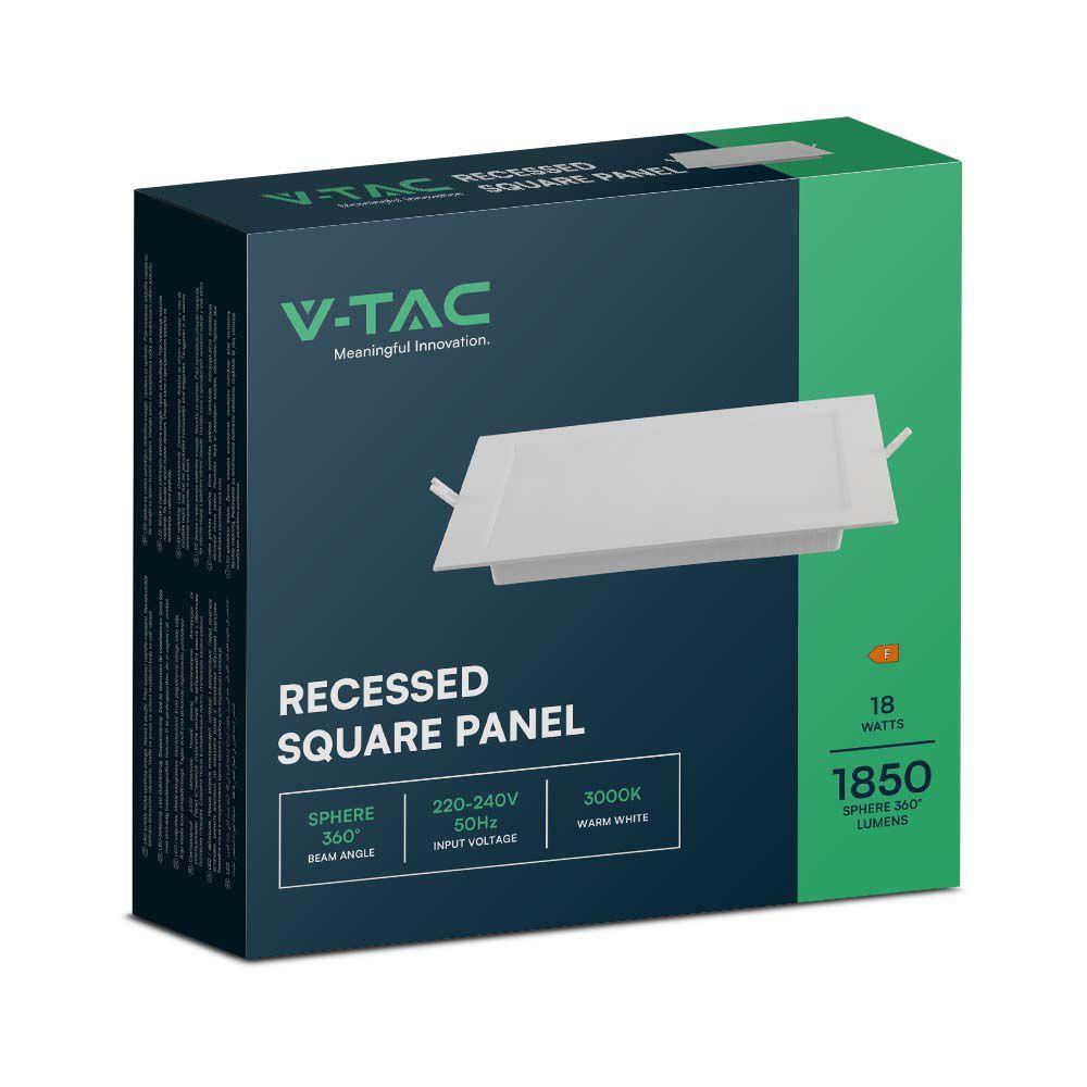 VT-61018 18W BACKLIT RECESSED PANEL 6500K SQ