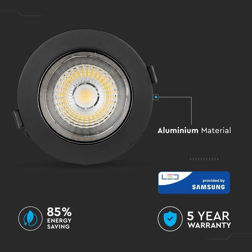 20W Reflektor COB Downlight, Chip SAMSUNG, Barwa:3000K, Obudowa: Czarna, VTAC, SKU 20054