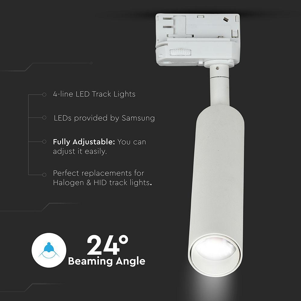 VT-415 15W LED TRACKLIGHT SAMSUNG CHIP 4000K 5 YRS WTY,WHITE BODY