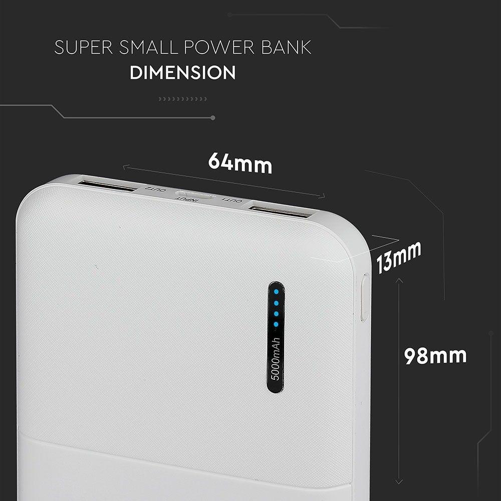 Power Bank, 3.7V/5000mAh, Biały, VTAC, SKU 8893