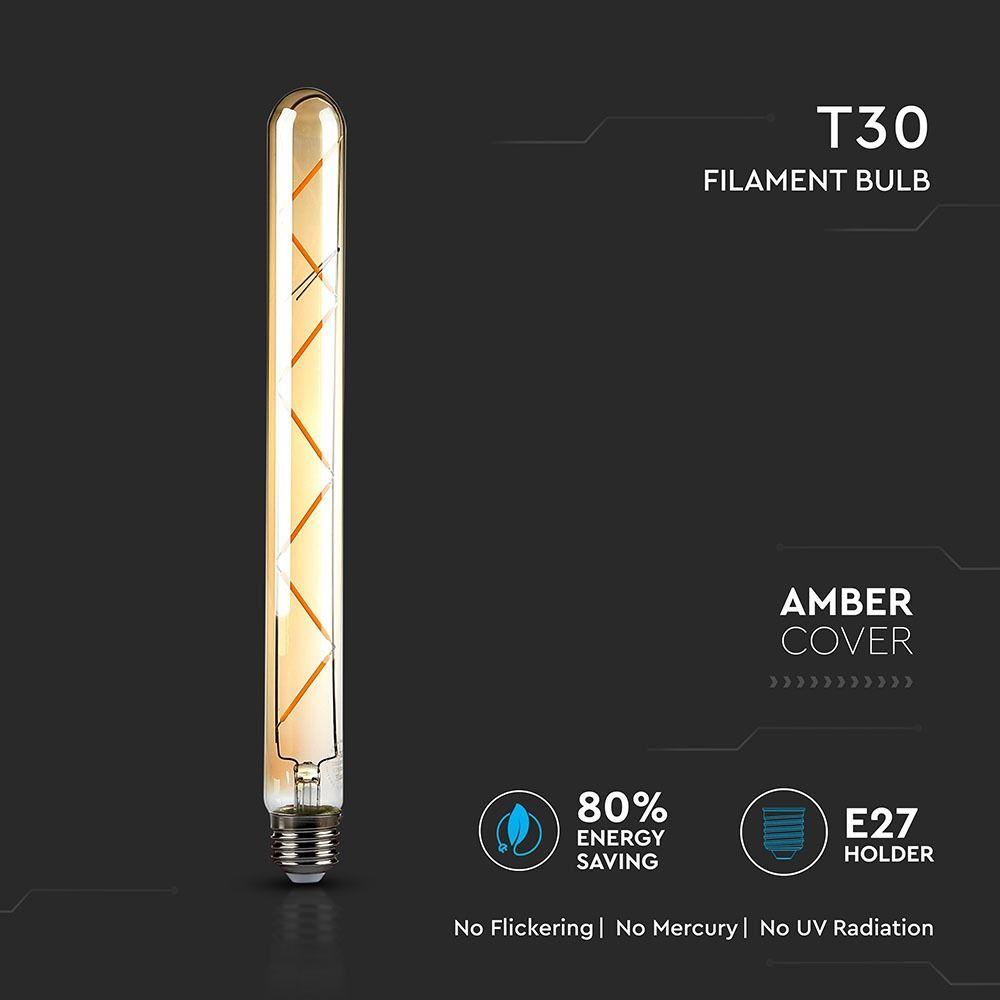 7W T30 Żarówka LED Filament, Klosz Bursztynowy, Barwa:2200K, Trzonek:E27, VTAC, SKU 7144